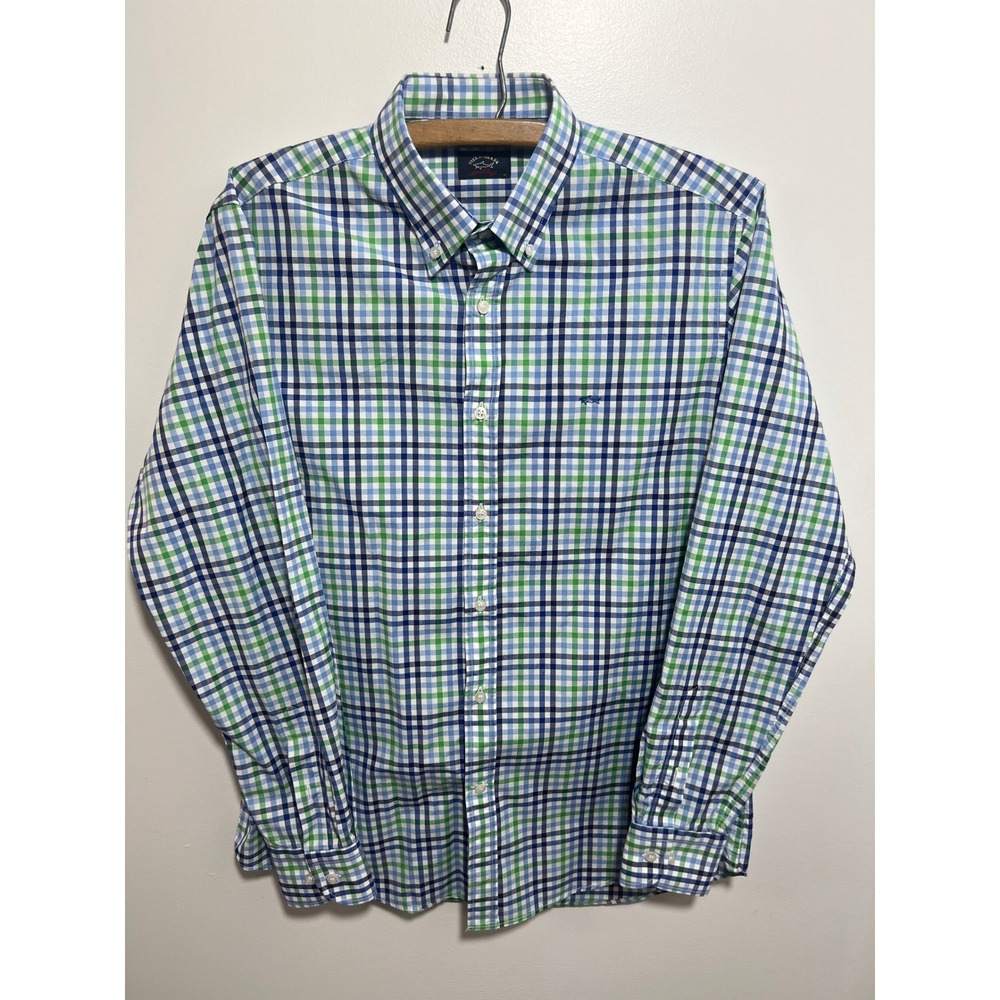 Paul & Shark Yachting Mens Multi Color Check Button Down Shirt Size 41 16 Blue